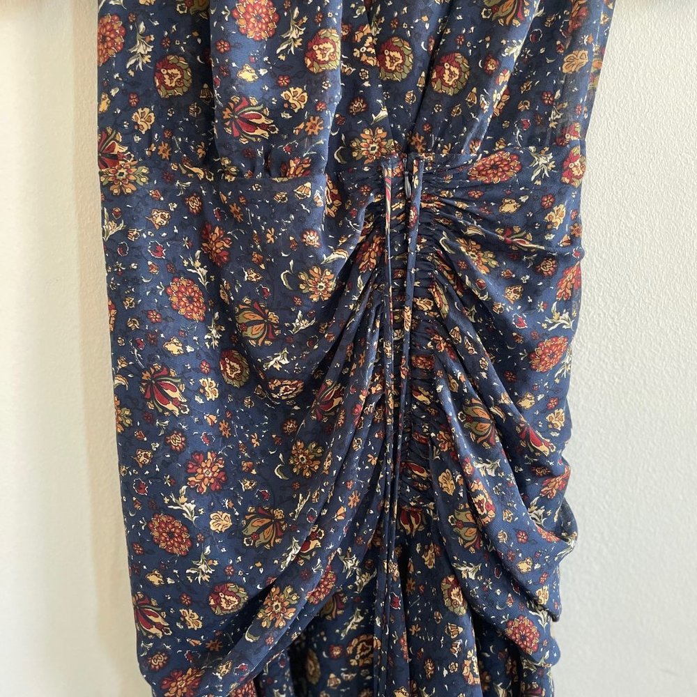 NEW Veronica Beard Dakota Floral Mini Dress Size 4 Ink Blue Chiffon Wrap… - Picture 7 of 10